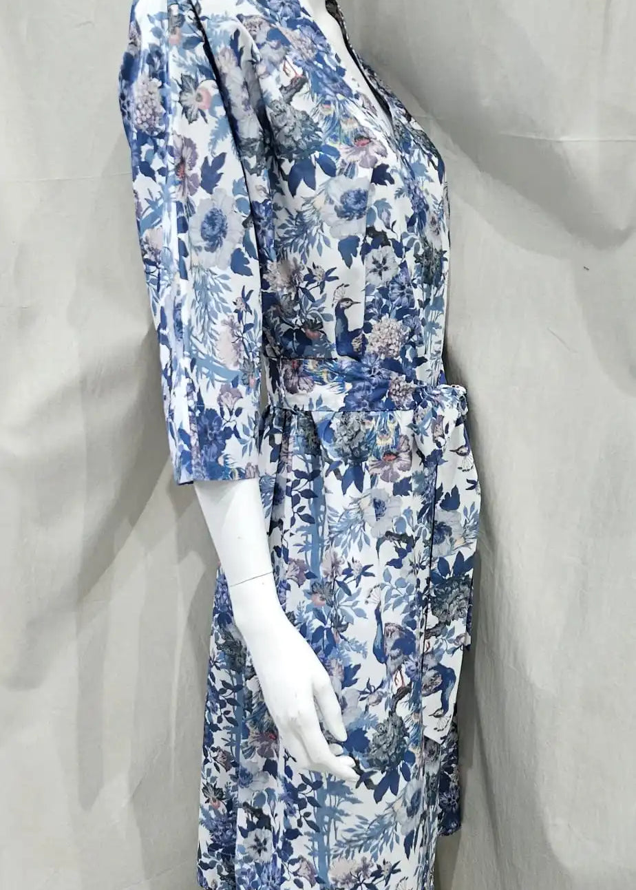 liberty print camberwell peacock blue long kimono