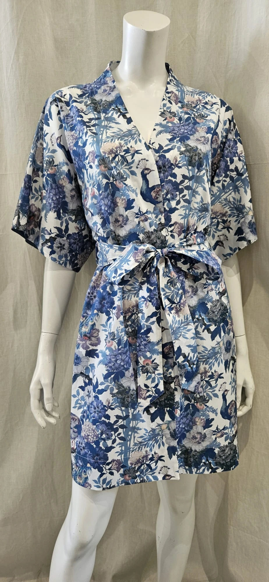 liberty print camberwell peacock blue short kimono