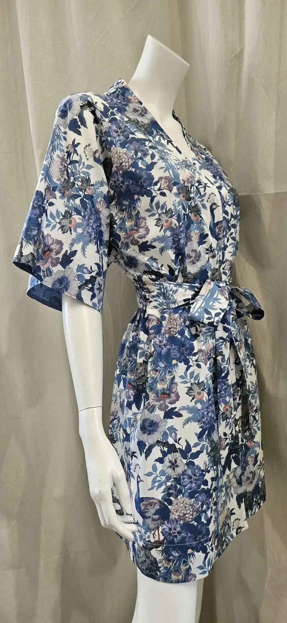 liberty print camberwell peacock blue short kimono