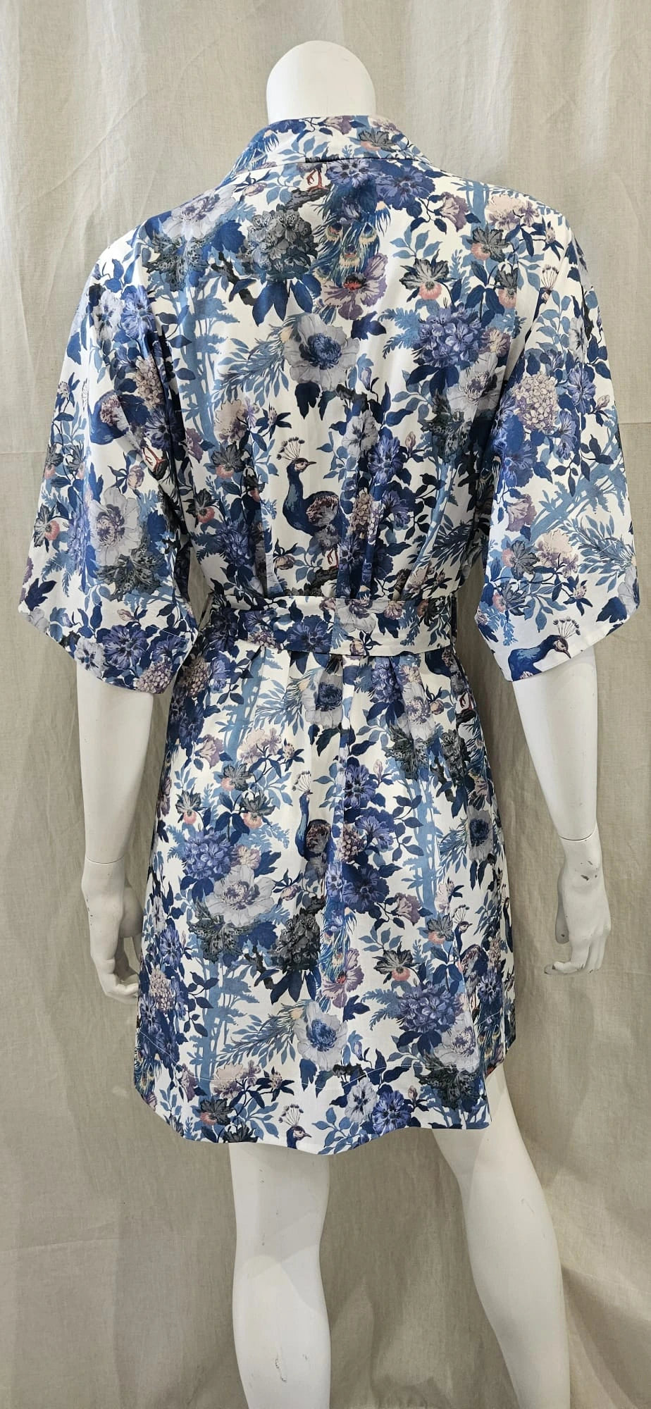 liberty print camberwell peacock blue short kimono