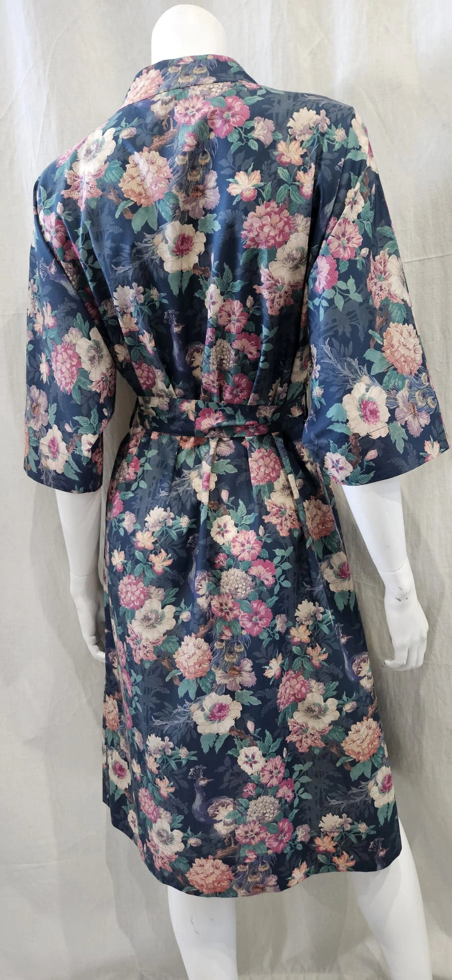 liberty print camberwell peacock pink long kimono