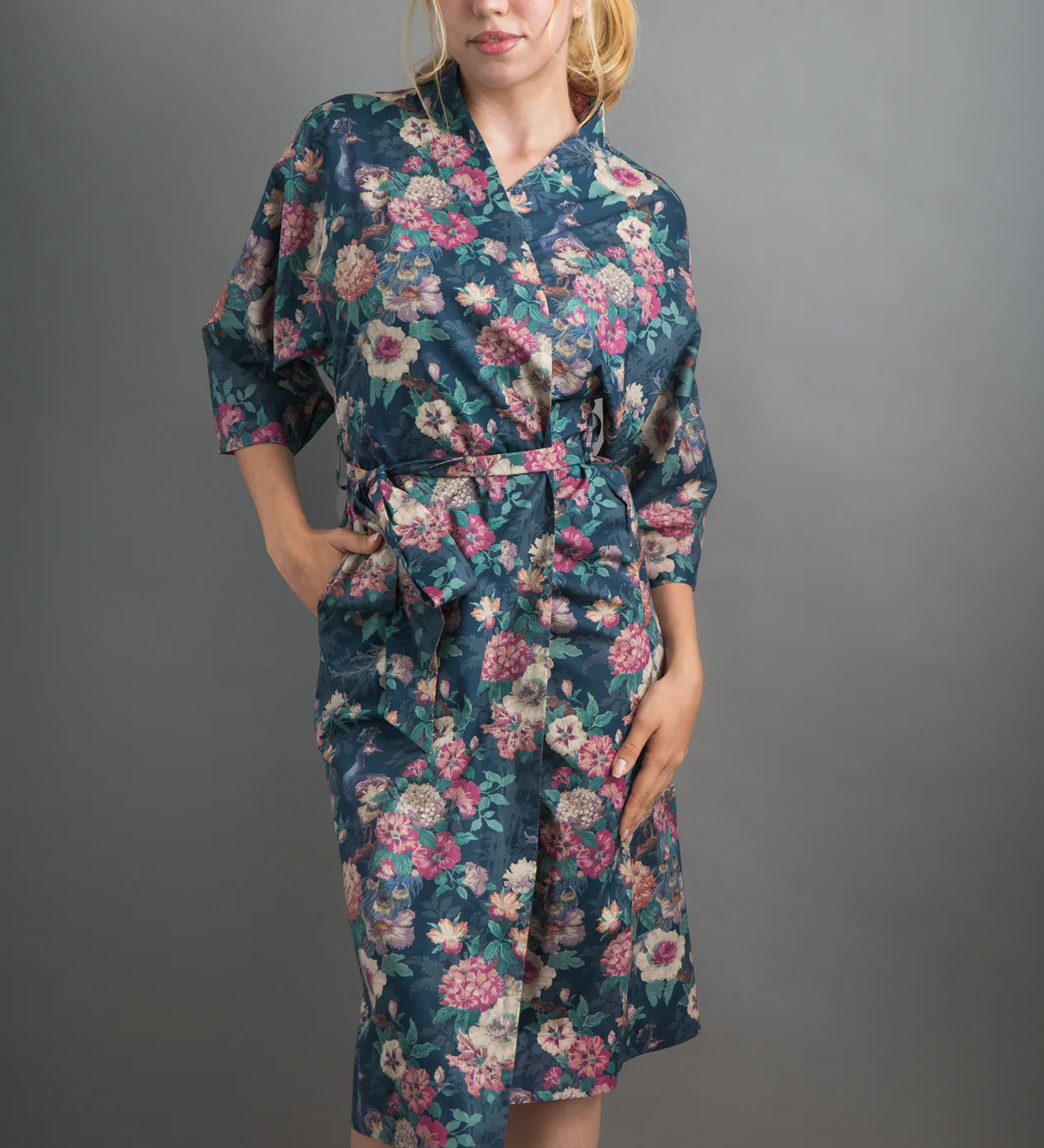 camberwell peacock pink long kimono