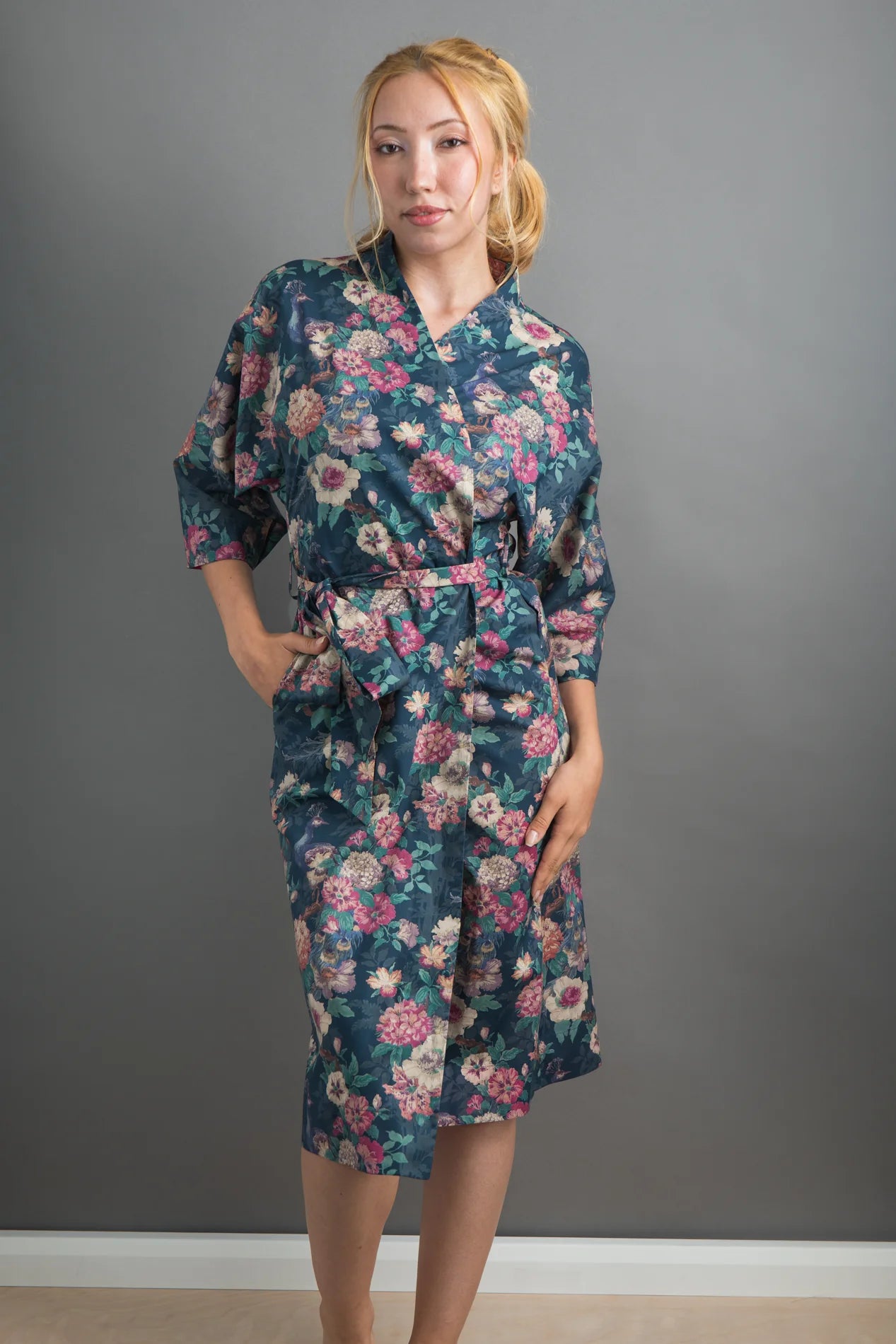 camberwell peacock pink long kimono