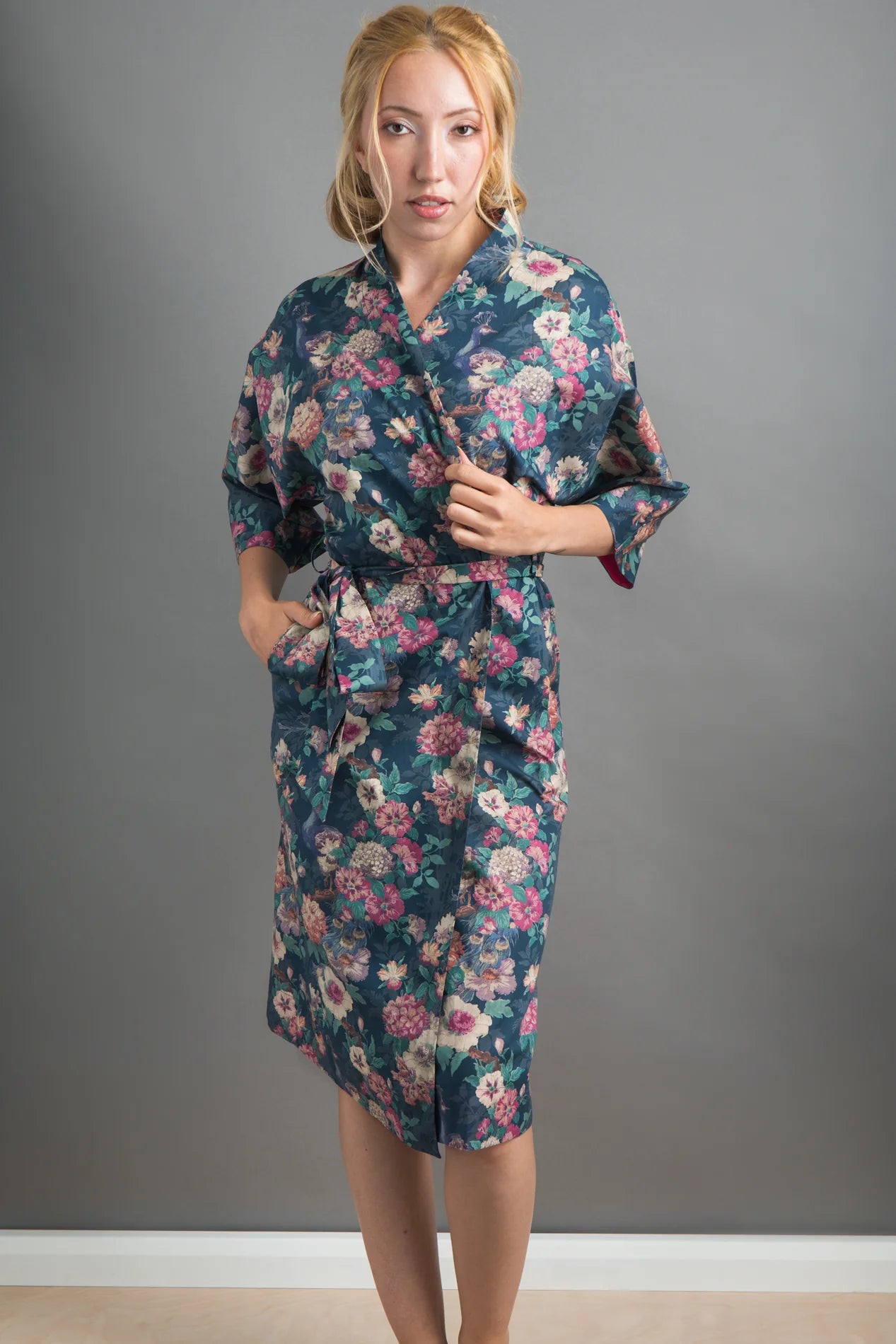 camberwell peacock pink long kimono