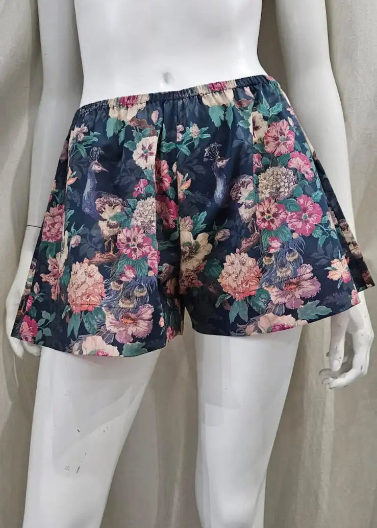 liberty print camberwell peacock pink shorts 