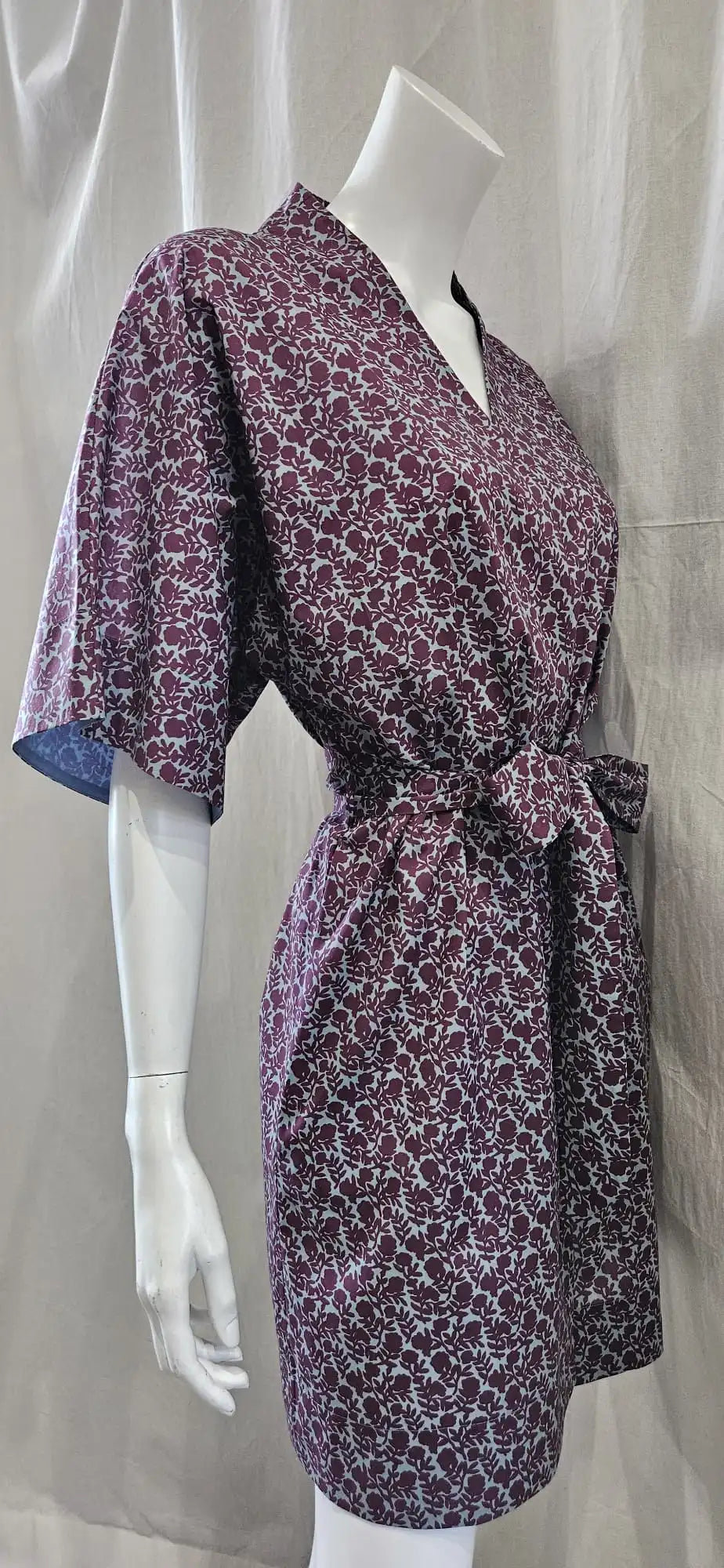liberty print dawn dream burgundy short kimono