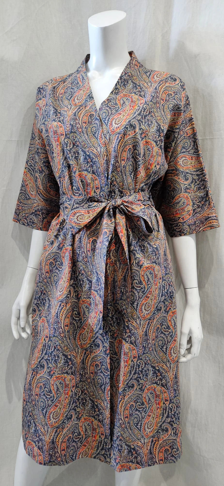 liberty print felix and isabelle blue orange long kimono