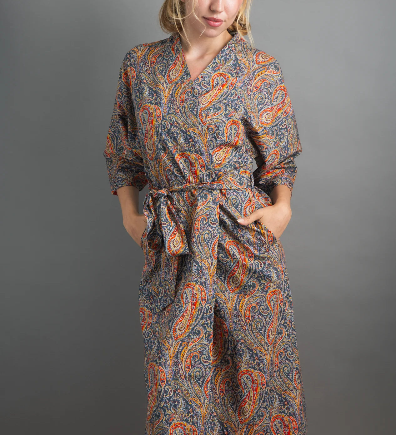 felix and isabelle blue orange long kimono