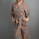 felix and isabelle blue orange long kimono