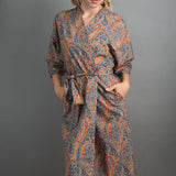 felix and isabelle blue orange long kimono