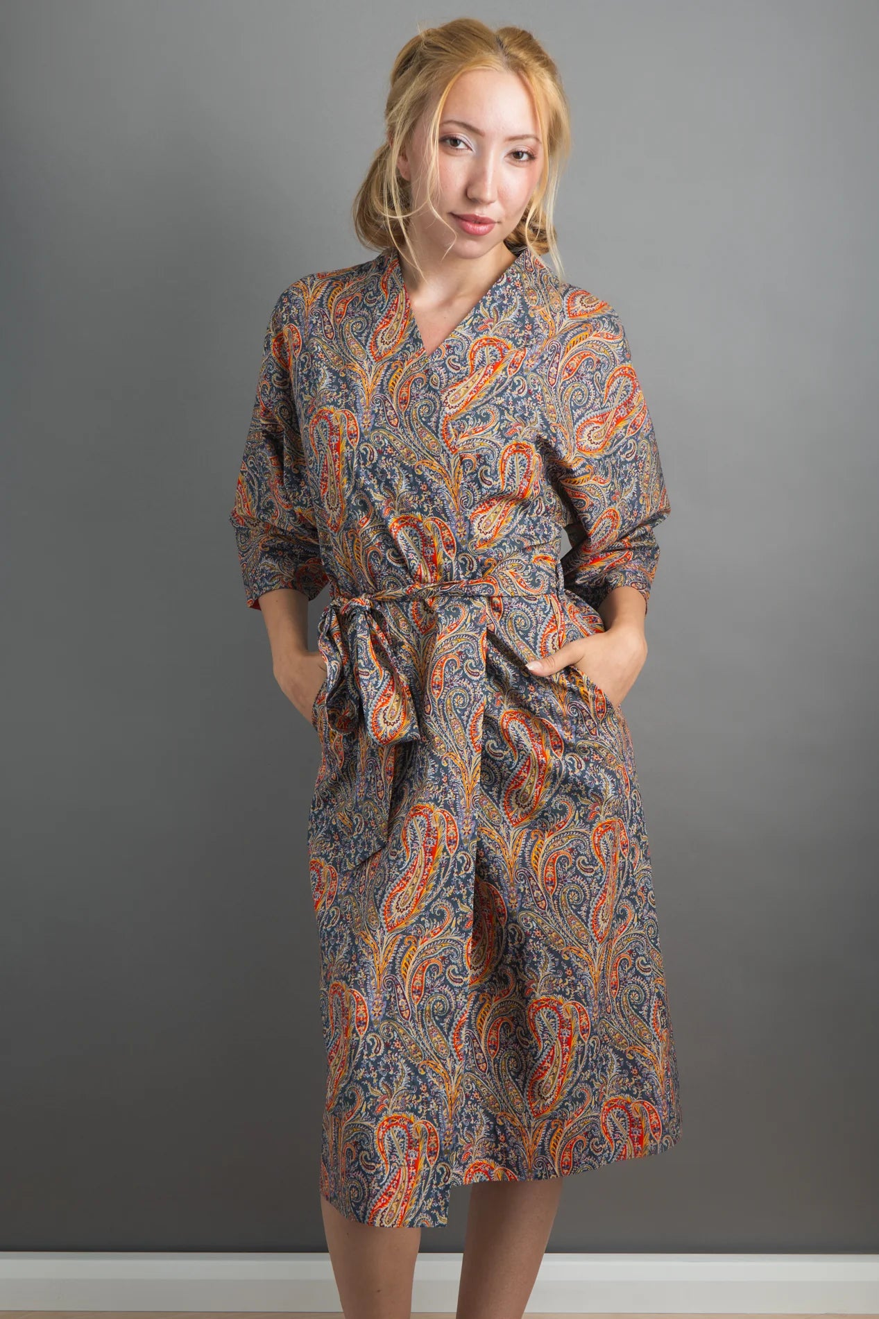 felix and isabelle blue orange long kimono