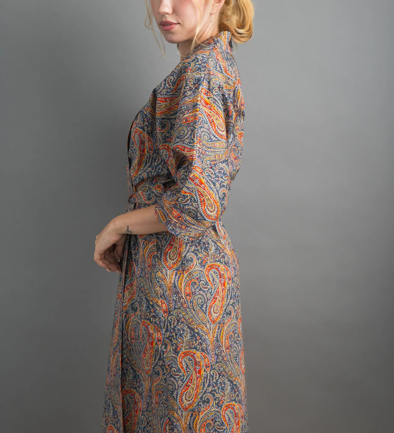 felix and isabelle blue orange long kimono