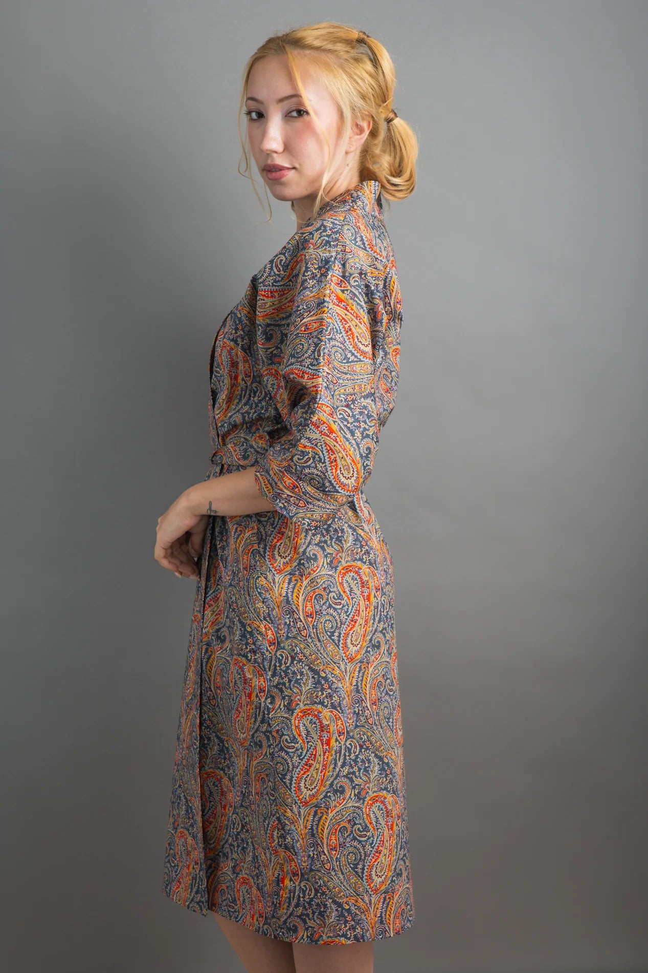 felix and isabelle blue orange long kimono