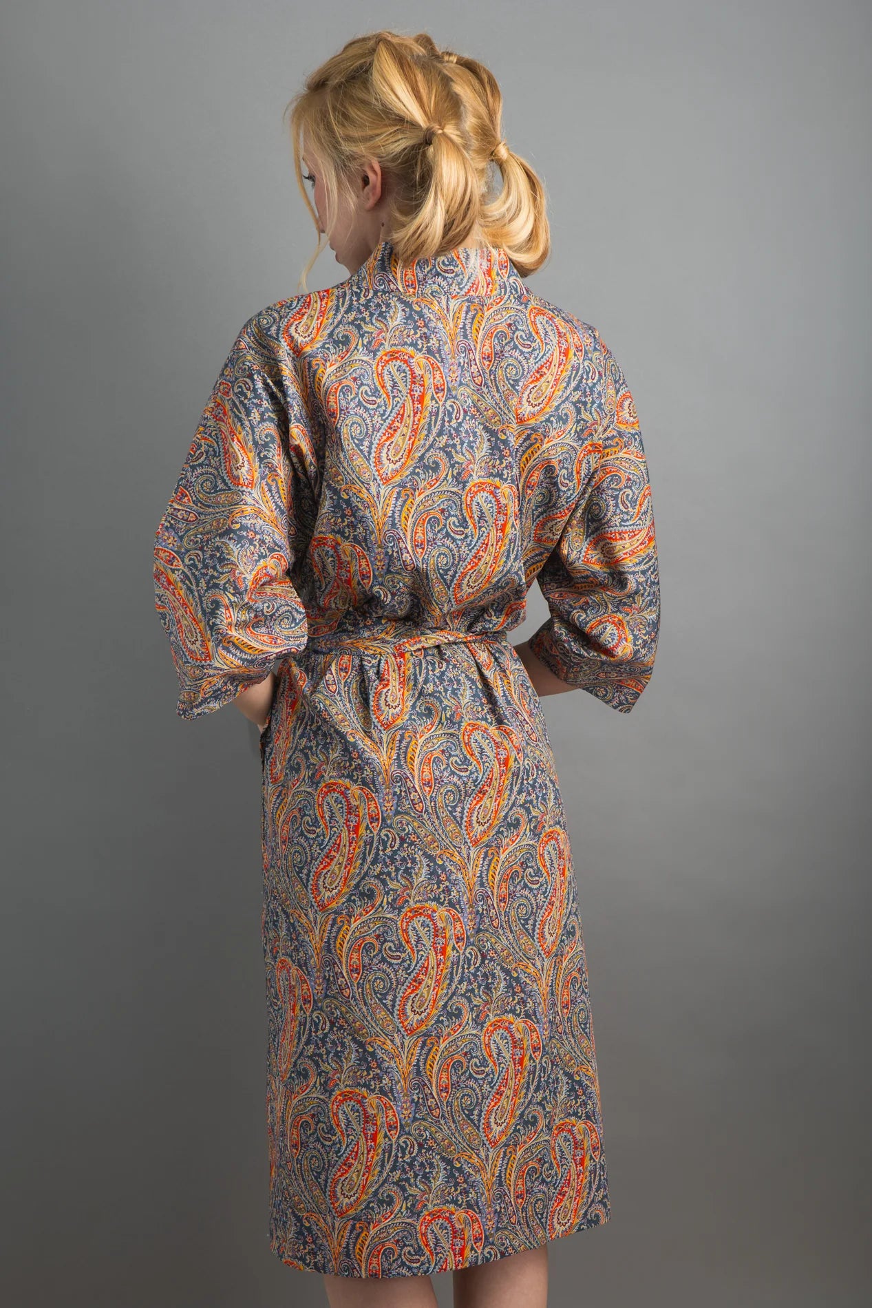 felix and isabelle blue orange long kimono