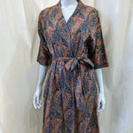 felix and isabelle blue orange long kimono design