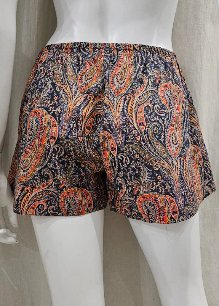 liberty print felix and isabelle blue orange shorts