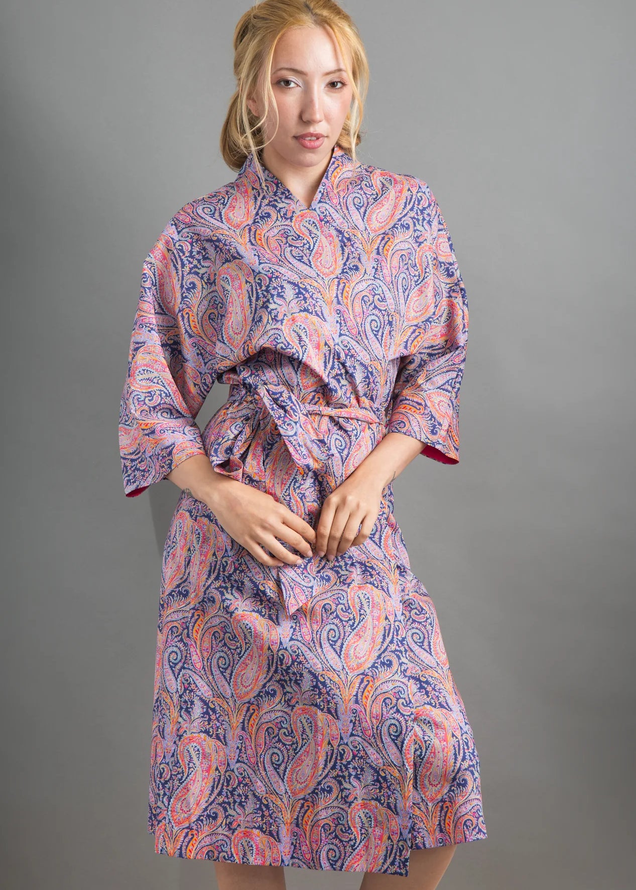 liberty print felix and isabelle purple long kimono