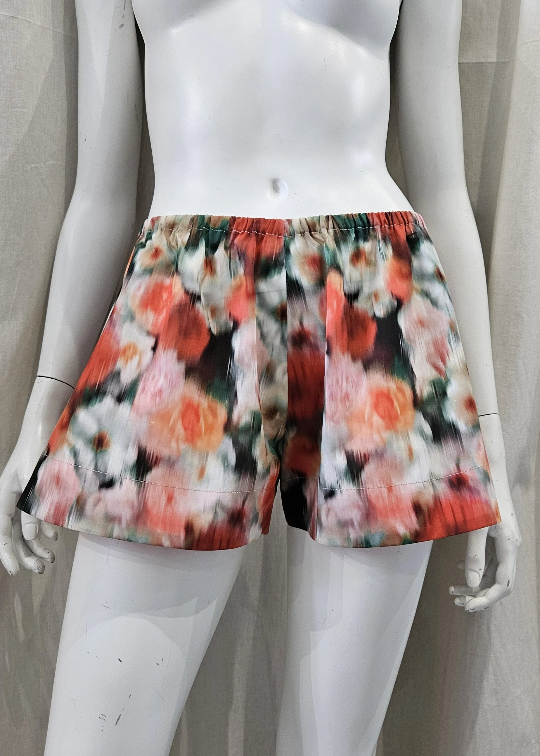 liberty print hazy days orange shorts