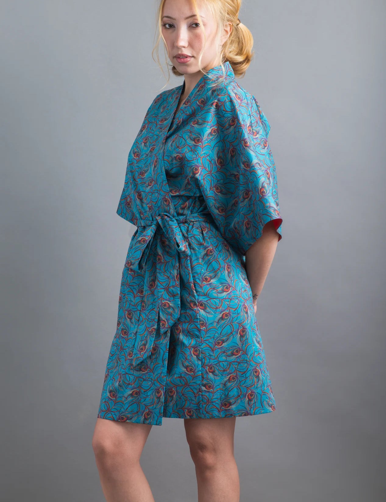 liberty print isadora feather short kimono