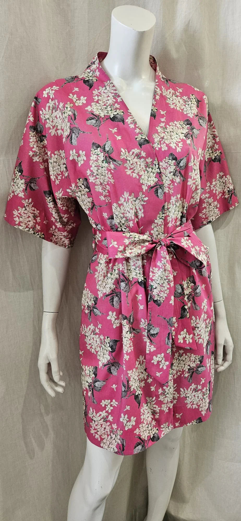 liberty print lilac fuchsia short kimono