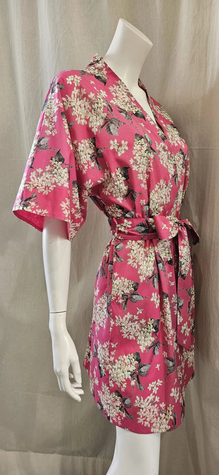 liberty print lilac fuchsia short kimono