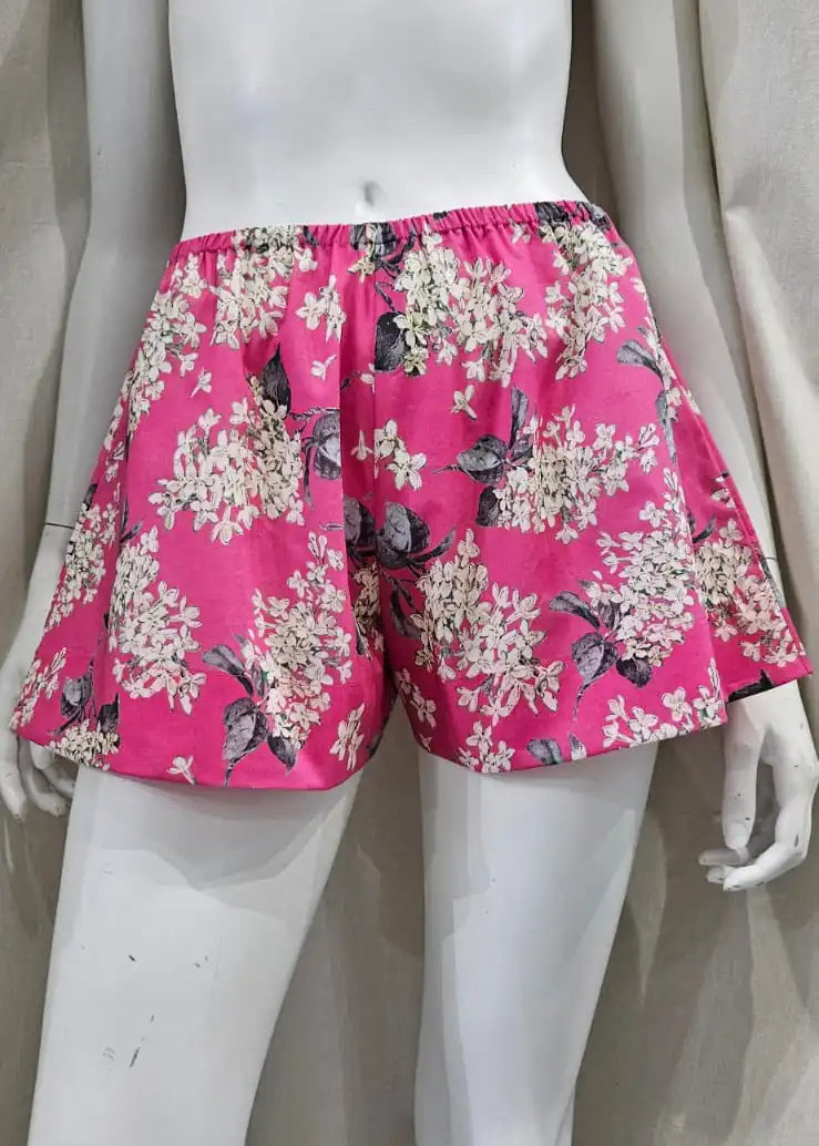liberty print lilac fuchsia shorts