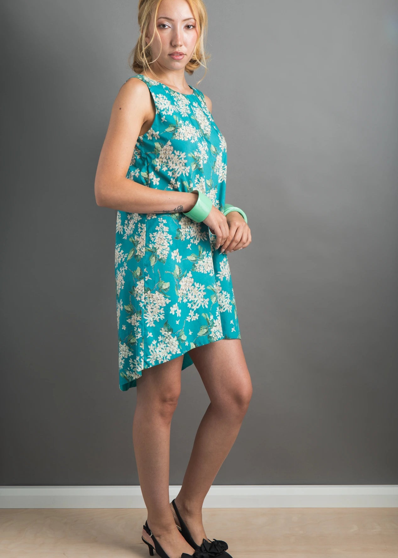 liberty print lilac jade dress