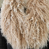 mongolian lamb scarf camel with off white tips