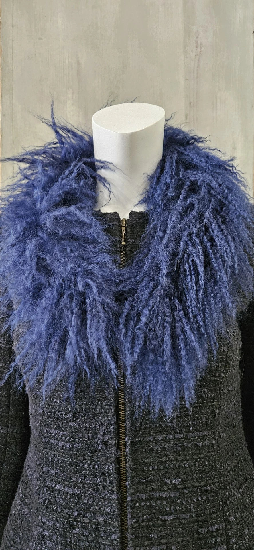 mongolian lamb scarf dark blue