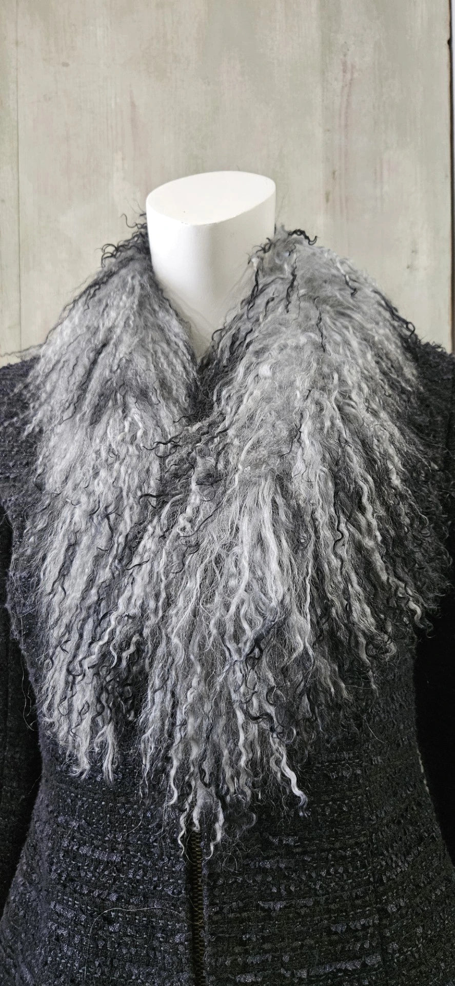 mongolian lamb scarf grey tip graphite
