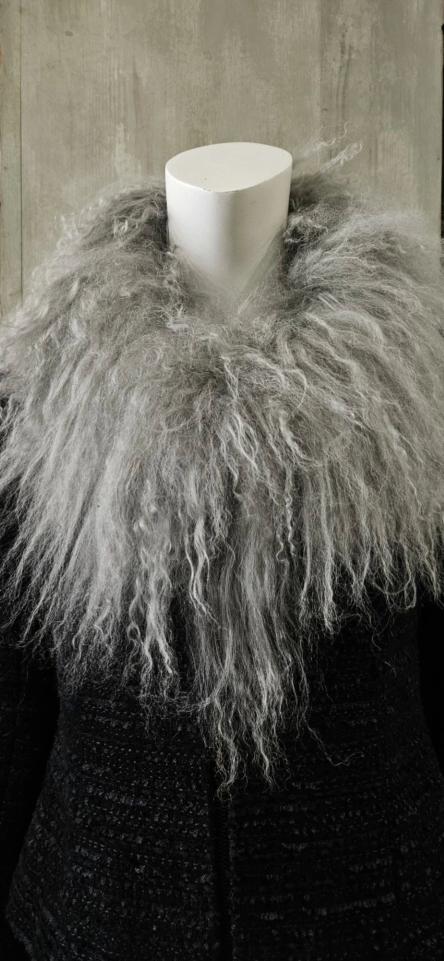 mongolian lamb scarf silver