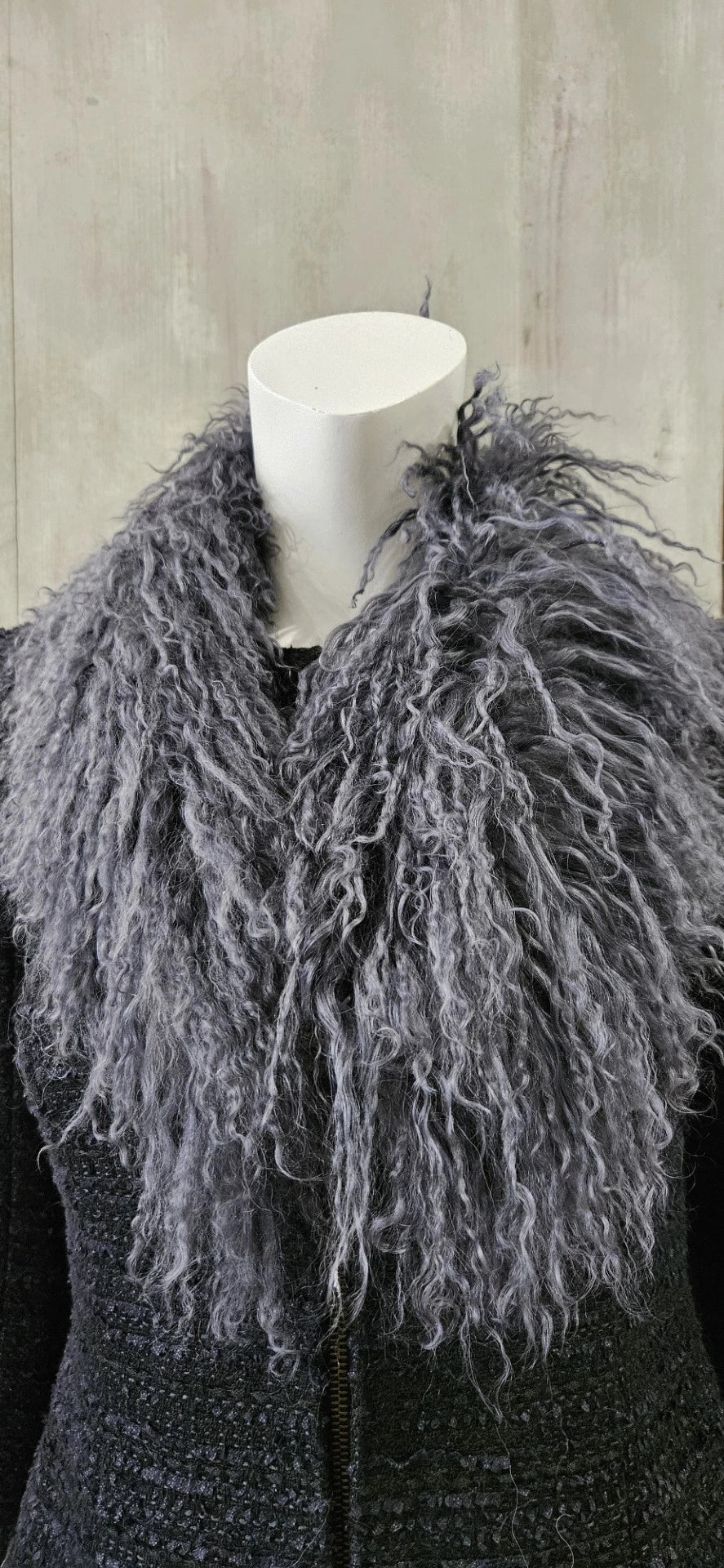 mongolian lamb scarf steel blue