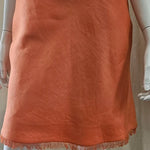 orange bias cut linen a-line skirt