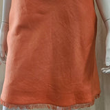 orange bias cut linen a-line skirt