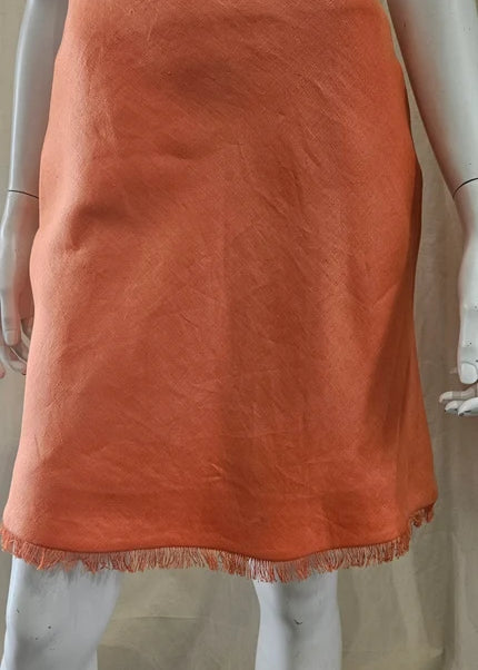 orange bias cut linen a-line skirt