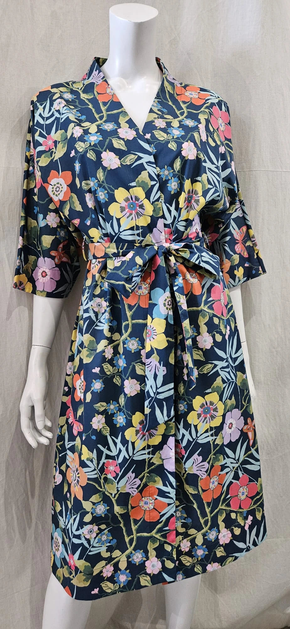 liberty print pavilion navy long kimono
