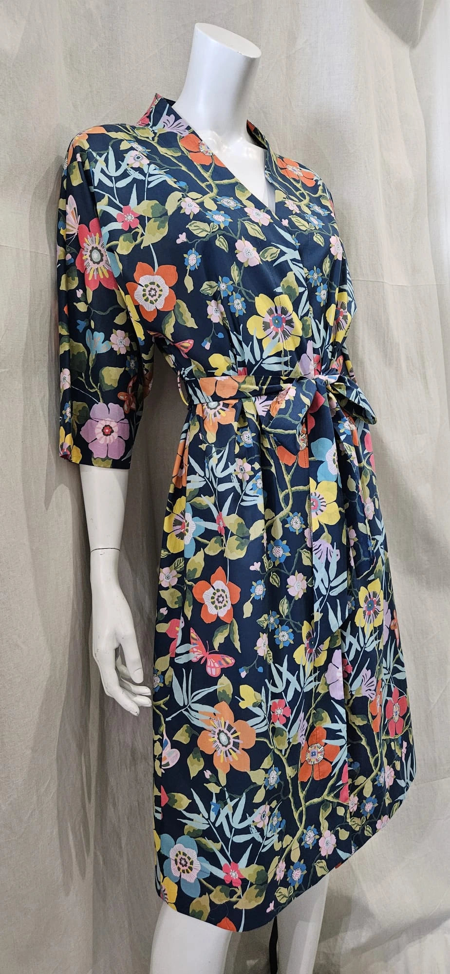 liberty print pavilion navy long kimono