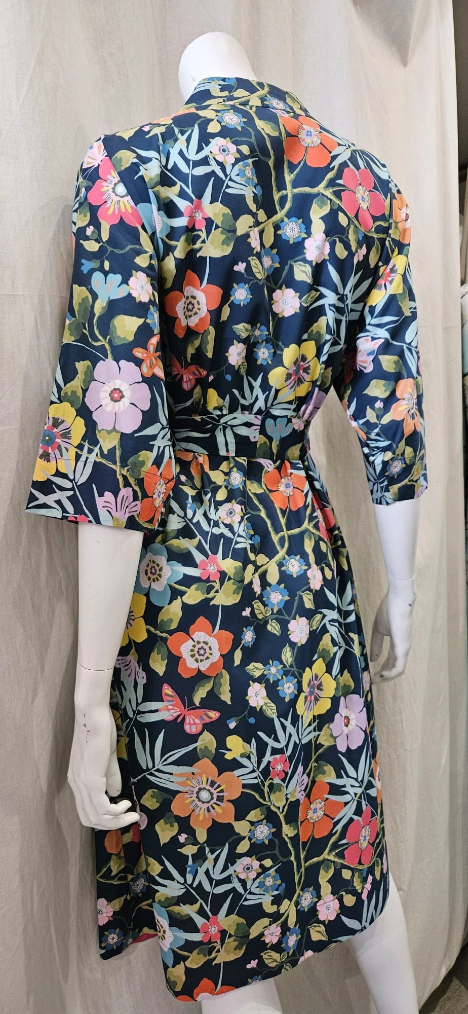 liberty print pavilion navy long kimono