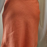Orange bias cut linen A-line skirt