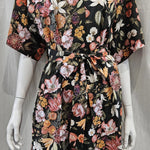 liberty print stately bouquet brown short kimono