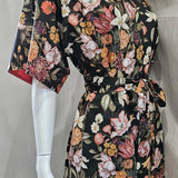 liberty print stately bouquet brown short kimono