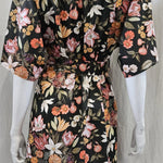 liberty print stately bouquet brown short kimono