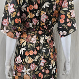 liberty print stately bouquet brown short kimono