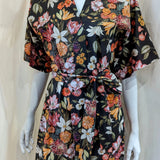 Stately Bouquet Brown Short Kimono