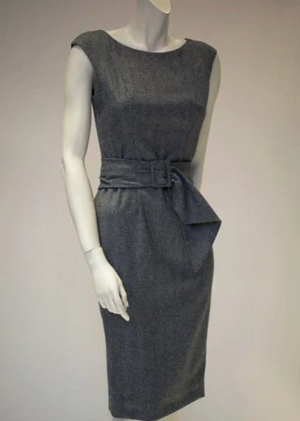 wool cashmere herringbone shift dress