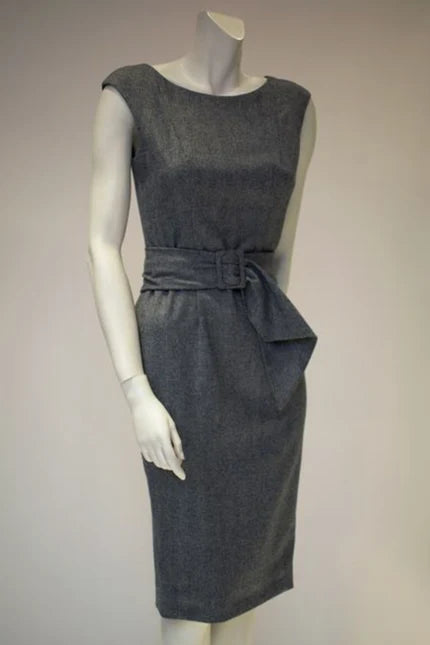 wool cashmere herringbone shift dress